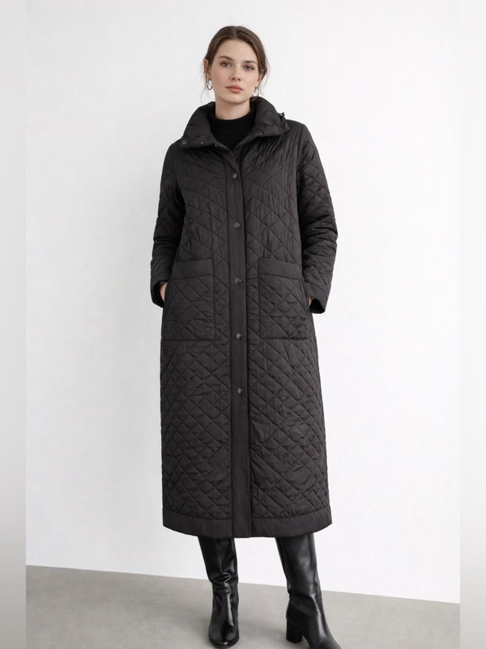 Bernardo Long Quilted Puffer Coat - Black Sz XS NWT